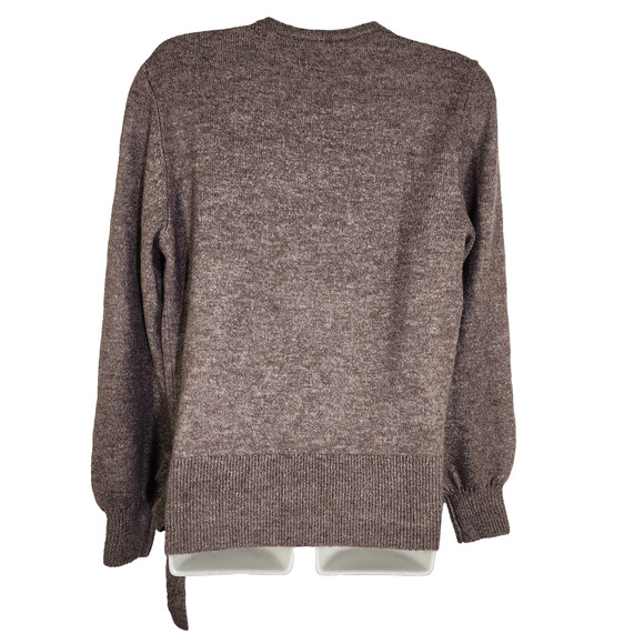 Loft Outlet Womens Sweater Faux Wrap Surplice Side Tie Brown Quiet Luxury MP - Picture 2 of 11